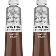 2x Winsor & Newton 200ml Winton Oil Colour Paint Artist/Craft Vandyke Brown