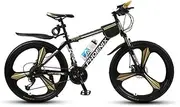 Mountain Bike Unisex Mountain Bike 21/24/27 Speed ​​High-Carbon Steel Frame 26 Inches 3-Spoke Wheels with Disc Brakes and Suspension Fork,Go