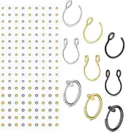 [MODRSA] Fake Nose Ring Hoop Faux Nose Rings Hoop Fake Lip Ring Clip on Nose Ring Clip on Earring Hoop Fake Nose Piercing Fake Septum Ring Silver Black Gold Fake Face Piercing Stick on Nose Stud, Metal,