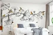 Tree Flower Birds Removable Wall Mural