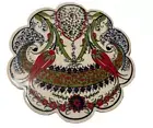 Turkish Ceramic Tile Trivet Hot Plate Red Green Floral Boho Grannycore 7"
