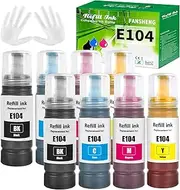 FANSHENG 104 Ink Compatible with Epson 104 Ink Missing Bottles for EcoTank ET-1810 ET-2870 ET-2720 ET-2715 ET-2721 ET-2712 ET-2810 ET-2820 ET-2821 ET-2825 ET-2826 ET-47. ET-00 ET-4800 (8 Pack 2BK/2C