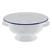 Country Vintage Style Falcon Enamel White with Blue Colander 24cm