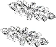 [Generic] Set of 2 Removable Sparkle Rhinestone Crystal Shoe Clips Flower Shoe Buckle Shoes Decoration Charms Dress Hat Shoes Clips for Wedding Party Decoration
