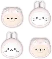 PlayVital 4 Pcs Thumb Grips for Nintendo Switch 2, Kawaii Silicone Thumbstick Caps for Joycon 2, Joystick Cover for Switch 2 Accessories - Pink Cosplaying Kitten & Puppy