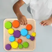 Gear Game Wooden Toy Kid Building Toy Preschool Learning Color Sorting Game