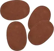 FONDOTIN 2Pairs Oval Shaped Elbow Patches Soft PU Appliques for Trousers Repair DIY Sewing Craft Patches for Jackets Shirts Sweaters Easy to Sew Comfortable Protection