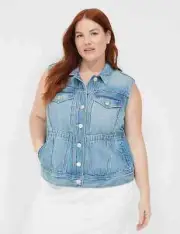 Lane Bryant Denim Vest Medium Denim Plus Size 18/20 NWT*