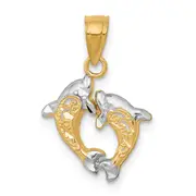 10k Yellow w/Rhodium Small Dolphin Charm