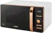 [Tower] T24021W Digital Microwave with 60-Minute Timer and 8 Autocook Settings, 20L, 800W White and Rose Gold