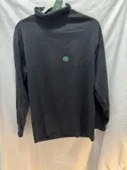 L.L. Bean Mens Solid Black Long Sleeve Pullover Turtleneck Lightweight SMALL NEW