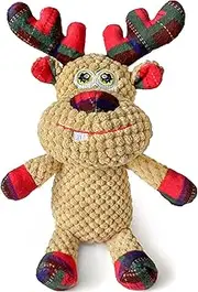 Chngeary Christmas Squeaky Plush Dog Toys, Durable & Indestructible, Cute Reindeer Design, Teeth Cleaning & Interactive, Suitable for Small, Medium & Large Dogs
