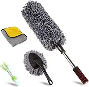 KEENOO Car Duster Kit Set Of 4 Duster For Car Dash Duster Best Extendable Microfiber Multipurpose Upgraded Ultra Soft Microfiber Set Car Duster Interior Car Duster Exterior Dusting Brush