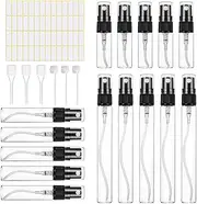 Perfume Diffuser Refillable 15 Pieces, Perfume Atomiser Travel Portable Spray Bottle with Pipettes and Press Head for On the Go, 3 ml/5 ml/10 ml, Black