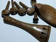 5 Sets Wenge Violin Parts Including Tail Piece Pegs Chin Rest Pegs Endpin 4/4