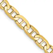 Solid 14K Yellow Gold 26 inch 5.25mm Concave Anchor with Lobster Clasp Chain Necklace