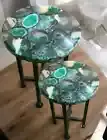 12" Set of 2 Agate Coffee Table Handmade Gemstone Sofa C Table Furniture Decors