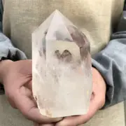 980g Natural clear quartz obelisk quartz crystal point wand tower healing
