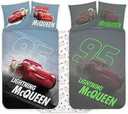 Disney Cars McQueen Bedding Set for Cot Bed 100 x 140 cm and Pillowcase 40 x 45 cm | Glow-in-The-Dark Bedding Set for Children | Reversible Bedding Set for Boys & Girls | Soft & Breathable |