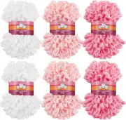 Threlaco 6 Pack Finger Loops Yarn Bulk Soft Chunky Yarn 600 G/ 6 Skeins for Begi