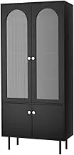 Artiss Buffet Sideboard Cupboard Cabinet Doors 5 Tiers Storage Table Black