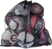 Mesh Sports Equipment Bag, 76 x 102 cm, Drawstring with Shoulder Strap, Black