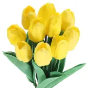 10pcs Tulips Artificial Flowers, Artificial Flowers Fake Tulip Stems (Yellow)