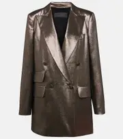 [Max Mara] Max Mara Edro silk-blend lamé blazer UK 12 neutrals