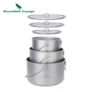 Titanium Pot Camping Cookware Outdoor 1.3L/1.95L/2.9L Lightweight Kitchen Bowl