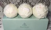 PartyLite GLITTER SNOW BALLS Mini Ball Candles 2” Q35102 Lot Set of 3 Christmas