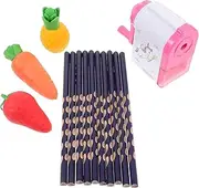 WESIEVYA 1 Set Cartoon Fruit Eraser with Pencils Sharpener Cute Design for Students for School Drawing Activities Safe Materials