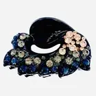 USA Acrylic Hair Claw Jaw Clip Hairpin use Swarovski Crystal Nave Blue Brown #1