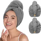 YFONG 2 Pack Microfiber Hair Towel Wrap for Women Curly Long Hair, Super