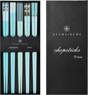 Chopsticks Reusable Dishwasher Safe, 5 Pairs 9.5 Inches Premium Chop Sticks Set