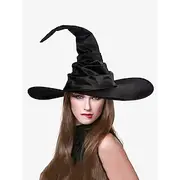 Halloween Witch Hat with Spider Decoration - Black Pointed Hat for Cosplay, Costume Parties, and Halloween Events