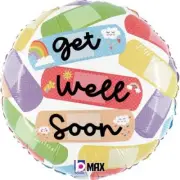 Cheerful Get Well Bandaid 18inch Round Foil Balloon