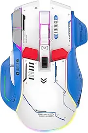 Lancoon Wireless Mouse with Rechargeable Triple-Mode Gaming 5 Adjustable DPI 2.4G Wireless Silent Dazzling Light for PC Computer Laptop Working Office (White)