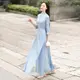 初蟬奧黛旗袍夏季女改良中式國風復古長款年輕高端氣質優雅連衣裙
