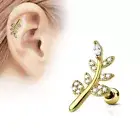 CZ Micro Paved Leaf Top 316L Surgical Steel Cartilage, Tragus Barbell Studs