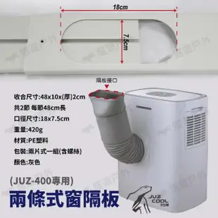 【Juz cool 艾比酷】JUZ-400 移動式冷氣_兩條式窗隔板(悠遊戶外)
