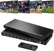 4K HDMI Multiviewer Switch 4x4 with PIP, PORTTA Quad Multi Viewer Seamless Switcher 4 in 4 Out with Toslink, 3.5mm Audio Output Support 4K 30Hz, 6 Viewing Modes, Downscaler for PS4/PC/DVD
