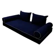 V4 Velvet Daybed Mattress Pillow Cover Complete Set Contrast Pipe Twin AD373