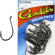 Gamakatsu Octopus Black Fishing Hooks 25 Pack Sizes 14 to 10/0