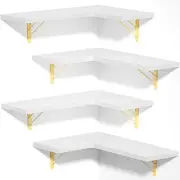 Corner Shelf Wall Mounted,Floating Wall Shelves for Storage,Rustic White&gold