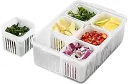 Generic Refrigerator Space Saver Box - Kitchen Shallot Storage Box, Space Saving for Fresh Products and Berry Vegetables | Refrigerator Organizer Containers with Drain Baskets