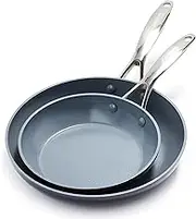 GreenPan Valencia Pro Hard Anodized Healthy Ceramic Nonstick 20 cm and 26 cm Frying Pan Skillet Set, PFAS-Free, Induction, Dishwasher Safe, Oven Safe, Gray