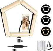 Splicing 5-Panel Light Foldable Lamp P graphy Fill Light with 3 Lig ng Modes Adjustment Tripod Ball Head Phone Clamp for Selfie Video Recording Black and White One Size