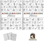 ADHD Cleaning Planner, ADHD Cleaning and Organizing Planner - Editable Household Cleanings Schedule with Daily/Weekly/Monthly Task, DIY Home Cleanings Plan Bookr, Daily Checklist for Home(2pcA4)