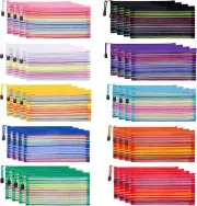 40 Pack 10 Colors Zipper Mesh Pouch, Pencil Pouch Pen Bag Multipurpose Travel Ba