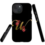 For iPhone 15 Case, Shielding Cover, Embellished Letter W